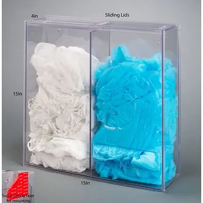 Poltex Inc - SPBLKPPE15-T Bulk PPE Dispenser-Split Poltex VHB Tape Amount Two Bulk Coverings Clear 15 X 15 X 4 Inch Acrylic