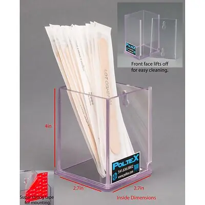 Poltex Inc - SWABR-T Swab / Tongue Depressor Holder Poltex® Clear PETG Manual One Compartment VHB Tape Mount