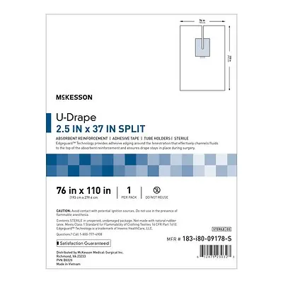 McKesson Brand - 183-I80-09178-S McKesson Sterile U-Drape with Split