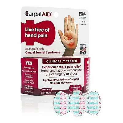 Carpal AID LLC - SM20PK CarpalAid® Patch Hand-Based Carpal Tunnel Support