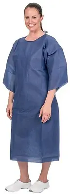 Aspen Surgical Products - 0456P Patient Exam Gown One Size Fits Most Blue Disposable