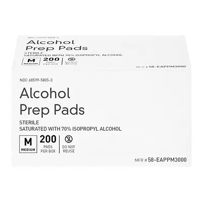 McKesson Brand - 58-EAPPM3000 Alcohol Prep Pad 70% Strength Isopropyl Individual Packet Medium Sterile