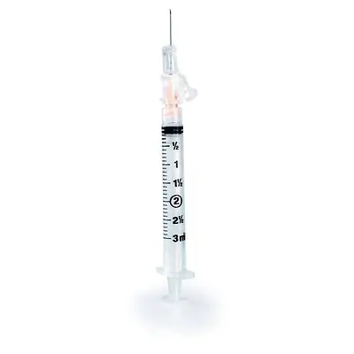 McKesson Brand - 306612 Safety Hypodermic Syringe with Needle McKesson Prevent® SG 3 mL 5/8 Inch 25 Gauge Sliding Safety Needle Thin Wall