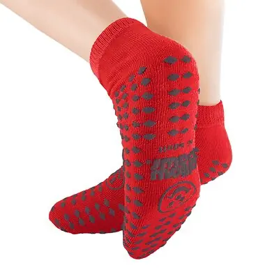 Principle Business Enterprises - 3923-001 Slipper Socks Pillow Paws® Risk Alert® Terries™ Unisex Adult One Size Fits Most All Around Tread Single Patient Use Red