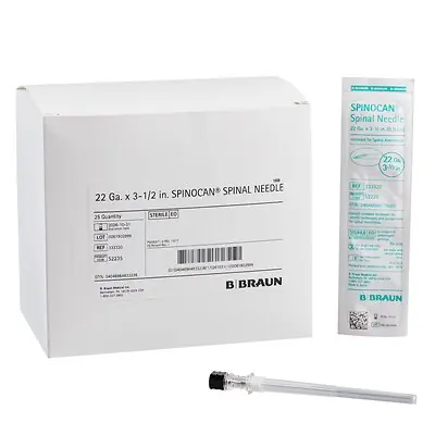 B. Braun - 333320 Spinal Needle Spinocan® Quincke Style 22 Gauge 3-1/2 Inch Length Sterile