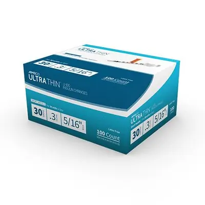 MHC Medical - 722 Standard Insulin Syringe with Needle AIMSCO® 0.3 mL 1/2 Inch 30 Gauge NonSafety Ultra Thin Wall
