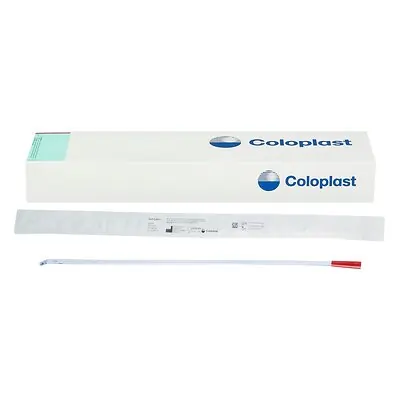Coloplast - 818 Urethral Catheter Self-Cath® Coude Olive Tip Uncoated PVC 18 Fr. 16 Inch Length