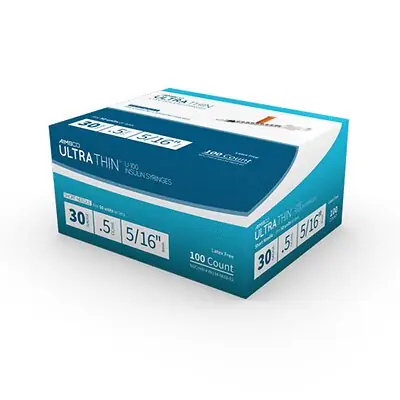 MHC Medical - 618 Standard Insulin Syringe with Needle AIMSCO® 0.5 mL 5/16 Inch 30 Gauge NonSafety Ultra Thin Wall