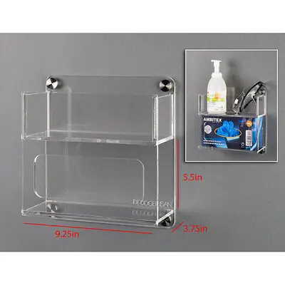 Poltex Inc - DECOGBHSAN-W Glove Box Holder Poltex Wall Mount 1 Box of Gloves and 1 Box of Tissues Clear Acrylic