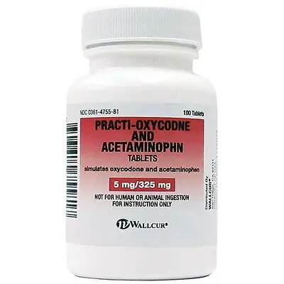 Wallcur - 679XA Clinical Training Medication Practi-Oxycodone Acetaminophen™ 5 mg/ 325 mg Oral Med Tablet Bottle 5 mg/325 mg per Tablet