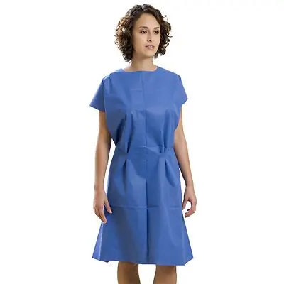 Graham Medical Products - 50756 Patient Exam Gown AmpleWear® 3X-Large Blue Disposable