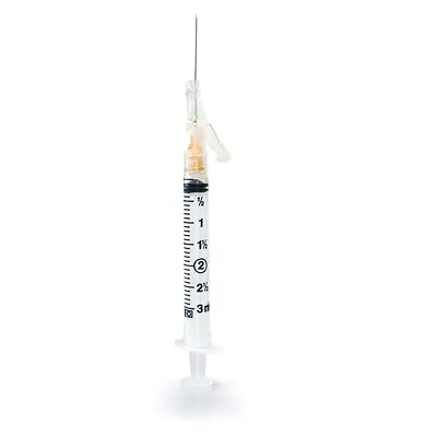 McKesson Brand - 306619 Safety Hypodermic Syringe with Needle McKesson Prevent® SG 3 mL 1 Inch 25 Gauge Sliding Safety Needle Thin Wall