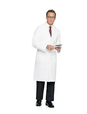 Landau Uniforms - 3138WWF42 Lab Coat White Size 42 Knee Length 100% Cotton Super Twill Reusable