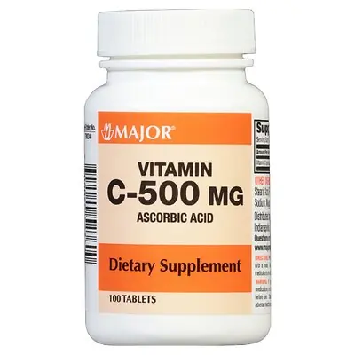 Major Pharmaceuticals - 00904052360 Vitamin C Supplement Ascorbic Acid 500 mg Strength Tablet 100 per Bottle