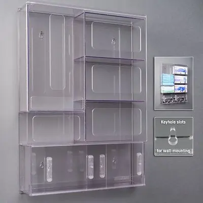Poltex Inc - PPESTATCAB-W PPE Dispenser with Cabinet Poltex Wall Mount 7-Box Capacity Clear 18 X 25 Inch PETG
