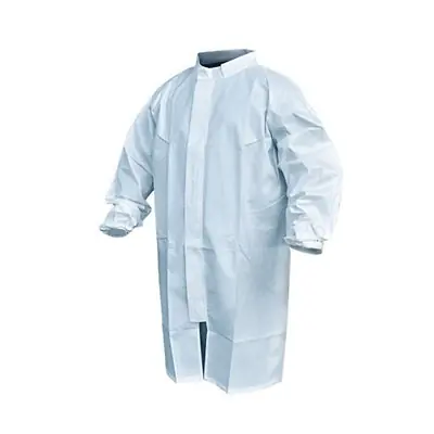 Acute Care Pharmaceuticals - PFROCK797-4XL Sterile Cleanroom Lab Coat Pharma-Frock™ White 4X-Large Mid Length Polyethylene Coated Polypropylene Disposable