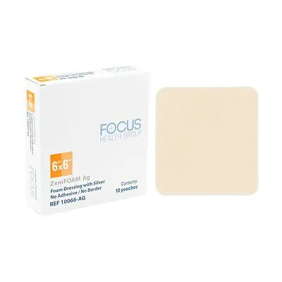 Focus Health Group - 10066-AG Silver Foam Dressing ZeniFOAM Ag Square Sterile