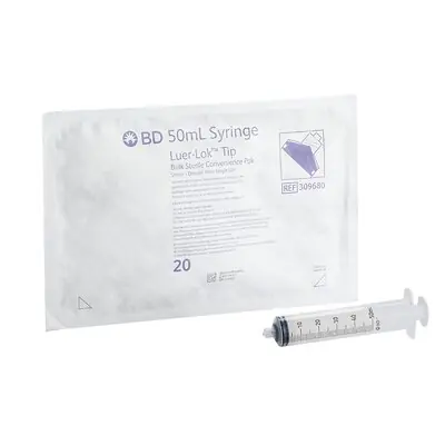 BD 309680 - Pharmacy Tray BD™ Luer-Lok™ 50 mL Luer Lock Tip Without Safety - 120/Case