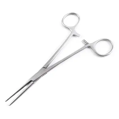 Sklar - 96-2461 Hemostatic Forceps Econo Sterile™ Kelly-Rankin 6-1/4 Inch Length Floor / Office Grade Pakistani Stainless Steel Sterile Locking Finger Ring Handle Straight Serrated Tips