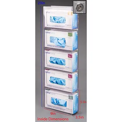 Poltex Inc - 5GBST-M Glove Box Holder Poltex Magnet Mount 5 Boxes of Gloves Clear PETG