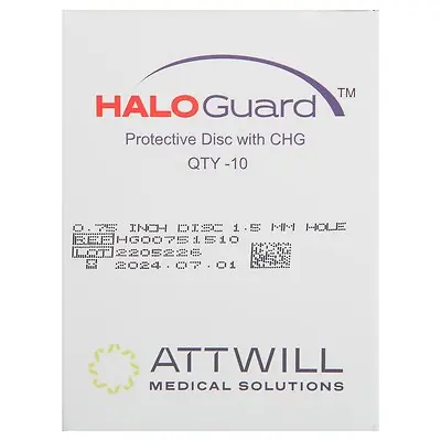 Attwill Medical Solutions Sterilflow LP - HG0075150 Antimicrobial Catheter Dressing Protective Disc HaloGUARD™ Foam 3/4 Inch Disc / 1.5 mm Hole Diameter Sterile