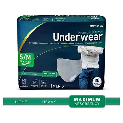 McKesson Brand - UWDM-SMGRAY McKesson Premium Discreet Underwear for Men