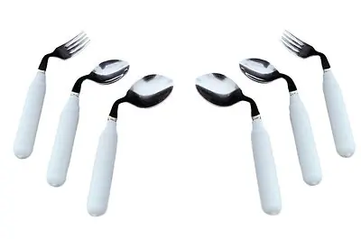 Fabrication Enterprises - 61-0046L Fork Comfort Grip Left Handed Silver / White Vinyl-Coated / Stainless Steel
