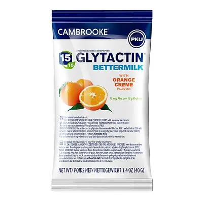 Cambrooke Therapeutics - 35008 Oral Supplement Glytactin® BetterMilk Orange Crème Flavor Powder 1.4 oz. Individual Packet