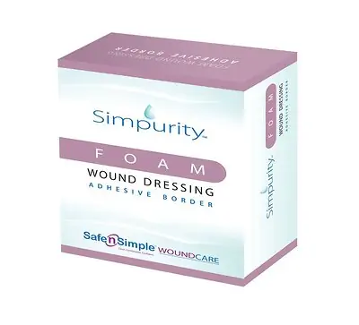 Safe N Simple - SNS72320 Foam Dressing Simpurity™ 4 X 5 Inch With Border Film Backing Adhesive Rectangle Sterile