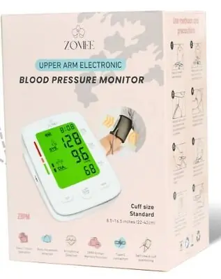 Zev Supplies Corp - ZBPM-S Home Automatic Digital Blood Pressure Monitor Zomee Adult Cuff Arm Nylon Cuff 8.5 to 16.5 Inch Desk Model