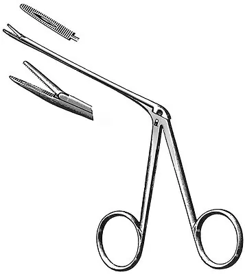 Fine Surgical - 25-710 Alligator Forceps Hartmann 3-1/2 Inch Length Floor / Office Grade Pakistani Stainless Steel NonSterile Locking Finger Ring Handle Straight Serrated Tips with Groove