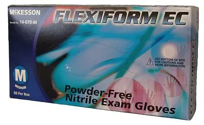 McKesson Brand 14-070-L - Exam Glove McKesson FLEXIFORM™ EC Large 50 per Box NonSterile Nitrile Extended Cuff Length Textured Fingertips Blue Chemo Tested - 1/Box, 10/Case