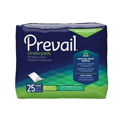 First Quality Products LLC UP-150-1 - Disposable Underpad Prevail® Total Care™ 23 X 36 Inch Fluff Light Absorbency - 25/Bag, 150/Case