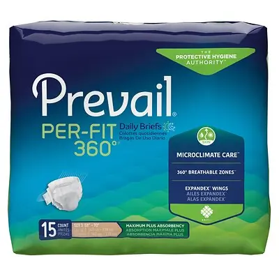 First Quality Products LLC - PFNG-014 Incontinence Brief Prevail® Per-Fit 360°™ Adult Size 3 Unisex Disposable Heavy Absorbency