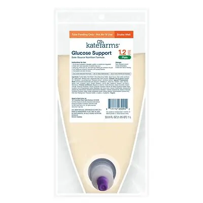 Kate Farms - 811112030959 Tube Feeding Formula Kate Farms Glucose Support 1.2 Plain Flavor Liquid 1000 mL Ready to Hang Prefilled Container