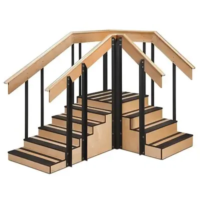 Clinton Industries - 4-5080-30 Training Convertible Staircase Overall Height 62 Inch (With Handrails) 24 X 30 X 30 Inch Platform / 6 X 10 X 30 Inch 3-Steps / 4 X 10 X 30 Inch 5-Steps Black / Tan