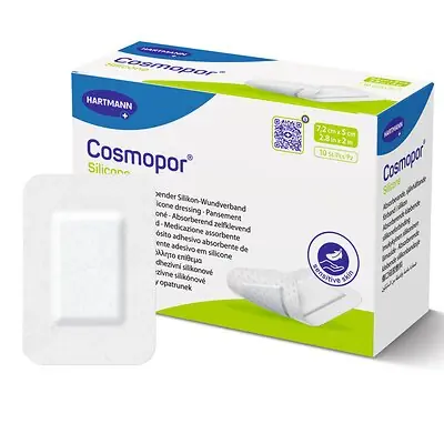 Hartmann - 901106 Island Dressing Cosmopor® Silicone 2 X 2.28 Inch Rectangle Sterile Water Resistant Nonwoven Backing