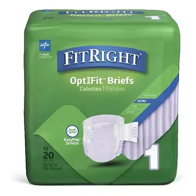 Medline - FRSU1 Incontinence Brief FitRight™ Stretch Ultra Adult Medium / Large Unisex Disposable Heavy Absorbency