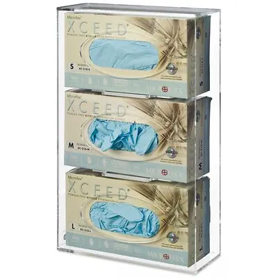 Omnimed - 305365 Glove Box Dispenser Wall Mounted 3-Box Capacity Clear 12 W X 5 D X 19 H Inch Acrylic