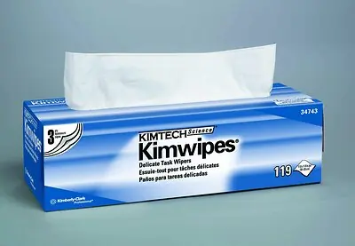 Kimberly Clark - 34743 Delicate Task Wipe Kimtech Science™ Kimwipes™ Light Duty 119 Count Dispenser box 11-4/5 X 12 Inch NonSterile Disposable
