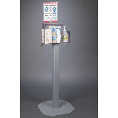 Poltex Inc - RESPG-3STL-DCL Respiratory Hygiene Station Poltex Floor Standing Clear 4-1/4 X 3-3/4 X 7.6 X 5.4 X 8-1/2 Inch PETG