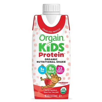 Nestle Healthcare Nutrition - 00851770003155 Pediatric Oral Supplement Orgain® Kids Protein™ Organic Nutritional Shake Strawberry Flavor 8.25 oz. Carton Liquid Protein