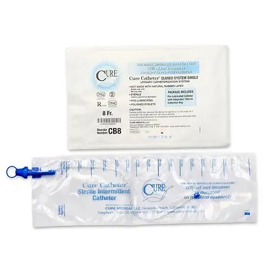 ConvaTec - CB8 Intermittent Closed System Catheter Cure Catheter® Closed System Unisex / Straight Tip 8 Fr. Without Balloon