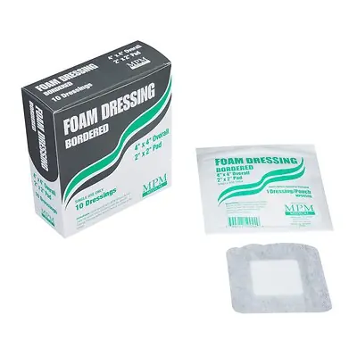 MPM Medical - MP00500 Foam Dressing MPM 4 X 4 Inch With Border Waterproof Backing Adhesive Square Sterile