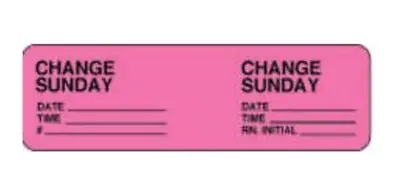 PDC Healthcare - 59704487 Pre-Printed Label pdc® Anesthesia Label Pink Permanent Paper Change Sunday Date_Time_Int_ Black Syringe Label 7/8 X 2-7/8 Inch