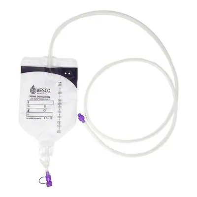 Vesco Medical - VED-010EO Enteral Drainage Bag with ENFit® Connector Vesco Medical™ 60 Inch Tubing 500 mL Sterile