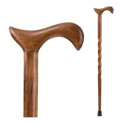 Mabis Healthcare - 502-3000-0093 Brazos™ Twisted Walnut Derby Handcrafted Walking Cane