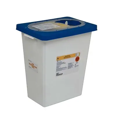 Cardinal - 8851 Pharmaceutical Waste Container PharmaSafety™ White Base 17-3/4 H X 11 W X 15-1/2 D Inch Vertical Entry 8 gal.