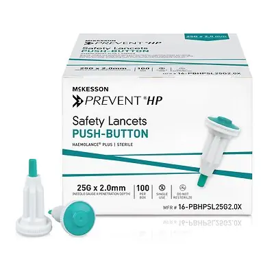 McKesson Brand - 16-PBHPSL25G2.0X McKesson Prevent® HP Push Button Safety Lancet