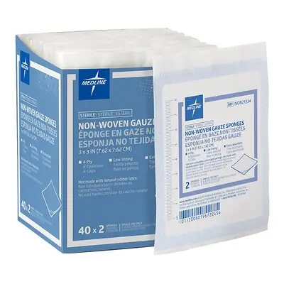 Medline - NON21334 Nonwoven Sponge Avant Gauze® 3 X 3 Inch 4-Ply Sterile 2 per Pack